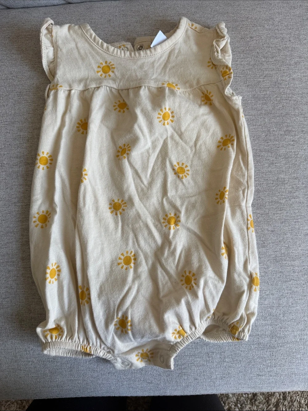 Old Navy Cream Baby Romper with Yellow Sun Print